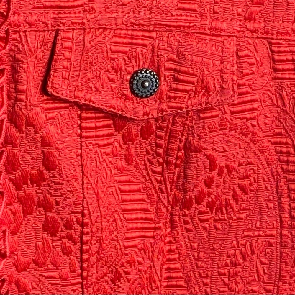 Ruby Rd. Red Raised Designs Zip Ruffle Blazer 4p - image 4